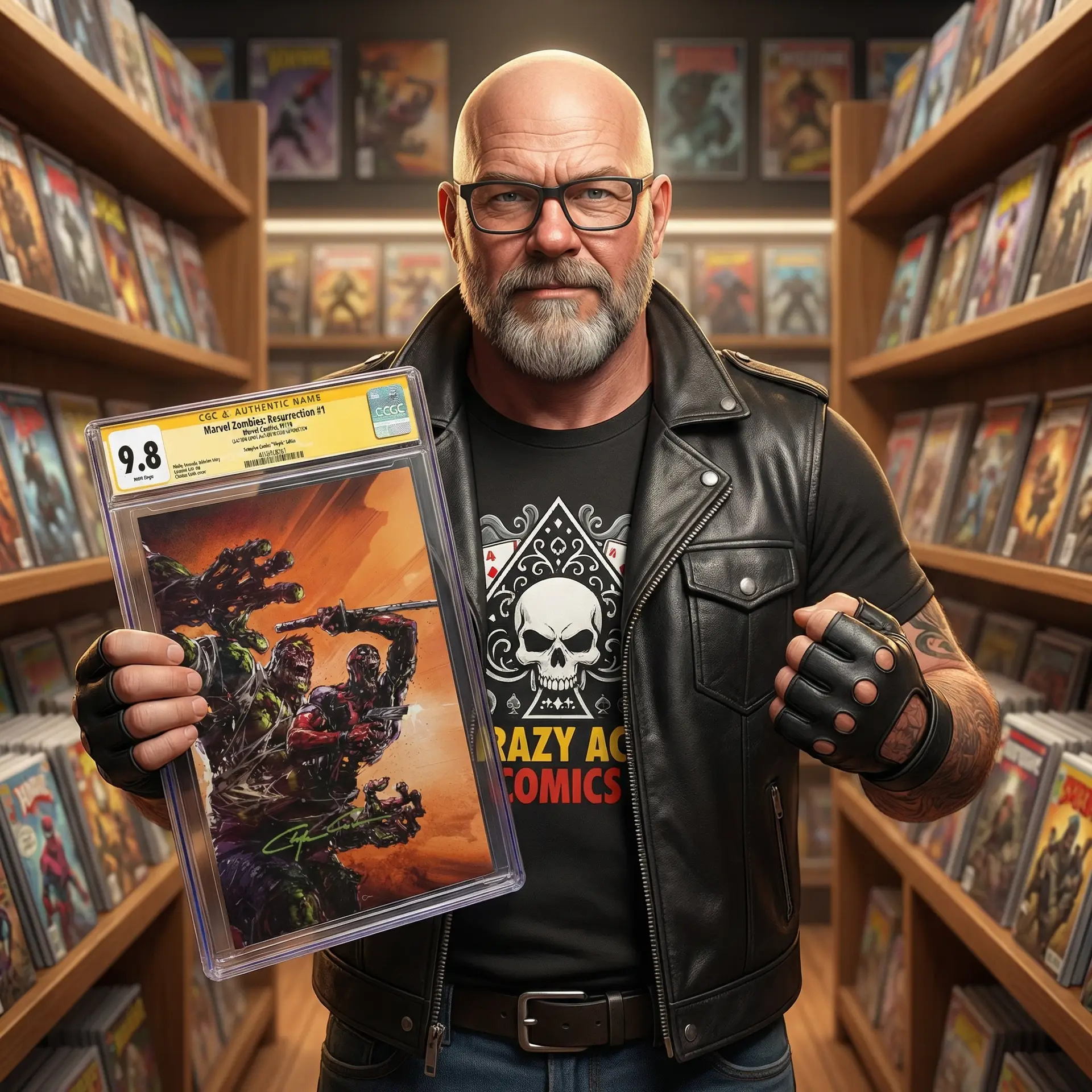 animated image of Crazy Ace Comics founder - Wayne Estes