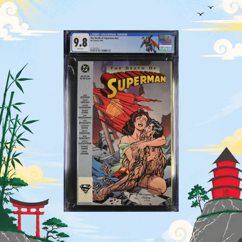 The Death of Superman with Custom Superman Label CGC 9.8 comic book collectible